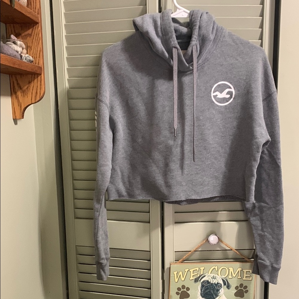 Hollister Gray Cropped Hoodie